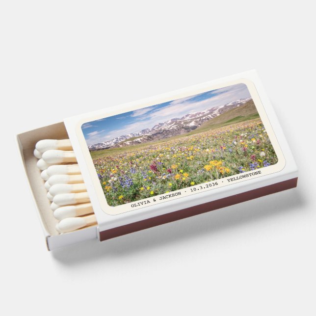 Personalized Yellowstone Wedding Favor Matchboxes (Front Open)