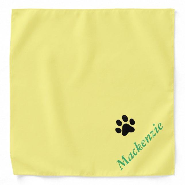 Personalized Yelping For Yellow Black Paw Print Bandana (Front)