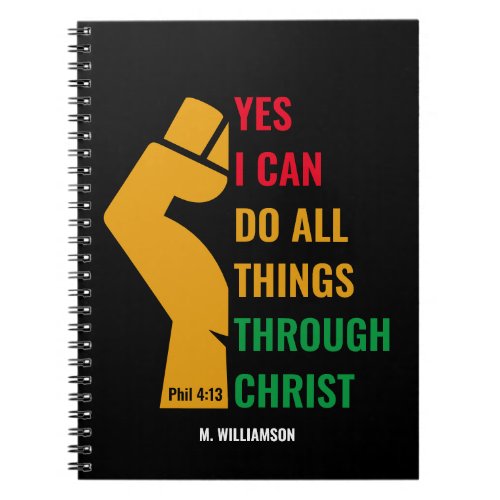 Personalized YES I CAN DO ALL THINGS Christian Notebook