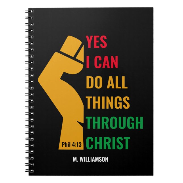 Personalized YES I CAN DO ALL THINGS Christian Notebook (Front)