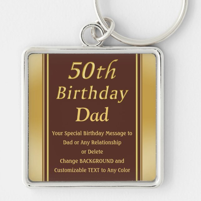 Personalized yet Cheap 50th Birthday Gifts for Dad Keychain (Front)