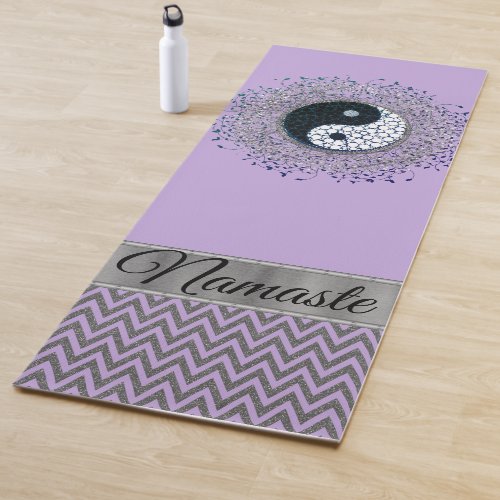 Personalized Yin Yang Chevron Lavender Yoga Mat