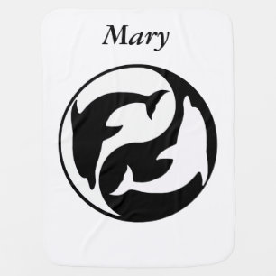 Personalized Yin Yang Dolphins Baby Blanket