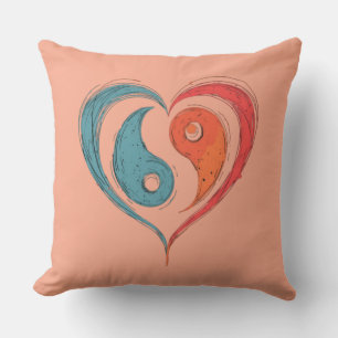Personalized Yin Yang Heart Symbol  Throw Pillow