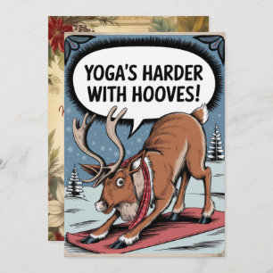 Personalized Yoga Harder Hooves Funny Vintage Holiday Card