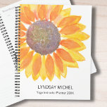 Personalized Yoga Instructor Planner 2023<br><div class="desc">This modern botanical Yoga Instructor Planner is decorated with a yellow watercolor sunflower. 
Easily customizable.
Use the Design Tool to change the text size,  style,  or color.
As we create our artwork you won't find this exact image from other designers.
Original Watercolor © Michele Davies.</div>