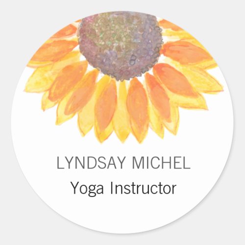 Personalized Yoga Instructor Sunflower Classic Round Sticker
