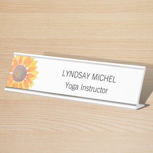 Personalized Yoga Instructor Sunflower Desk Name Plate