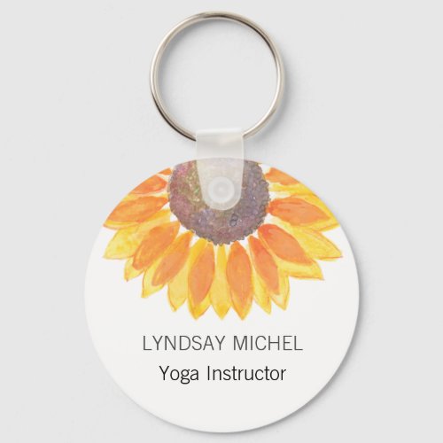 Personalized Yoga Instructor Sunflower Keychain
