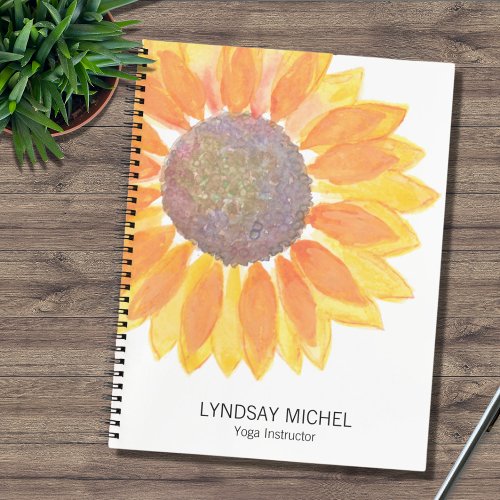 Personalized Yoga Instructor Sunflower Notebook