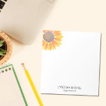 Personalized Yoga Instructor Sunflower Notepad<br><div class="desc">This modern botanical Yoga Instructor Notepad is decorated with a yellow watercolor sunflower. 
Easily customizable.
Use the Design Tool to change the text size,  style,  or color.
As we create our artwork you won't find this exact image from other designers.
Original Watercolor © Michele Davies.</div>