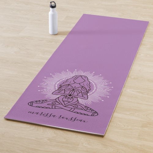 Personalized Yoga Lotus Pose Lavender Yoga Mat