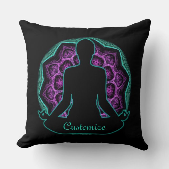 Personalized Yoga Mandala Throw Pillow (Front)