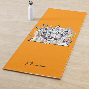 Personalized Yoga Mat Custom Name White Tiger