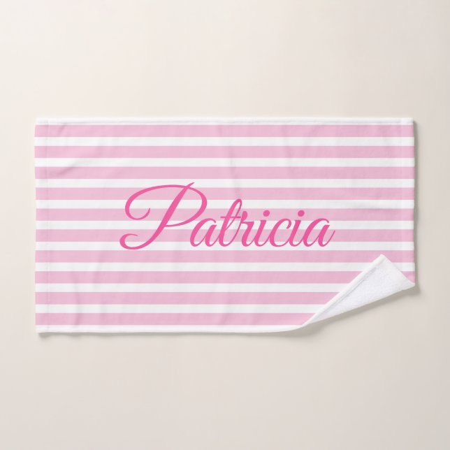 Personalized Yoga Mat Pink Stripes Meditation Mat Hand Towel (Hand Towel)