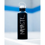 Personalized Yoga "Namaste" - Insulated Bottles<br><div class="desc">Personalize these 25oz (750ml) stainless steel water bottles with the "NAMASTE" design and your custom text. The matte white bottles are outfitted with a stainless steel cap and bamboo top. The matte black bottles are outfitted with a full stainless steel cap. These personalized bottles are a great gift for any...</div>
