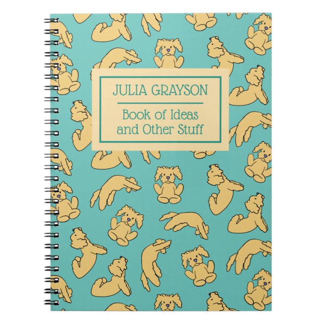 Personalized Yoga Pose Dog Pattern Custom Name Notebook (Front)