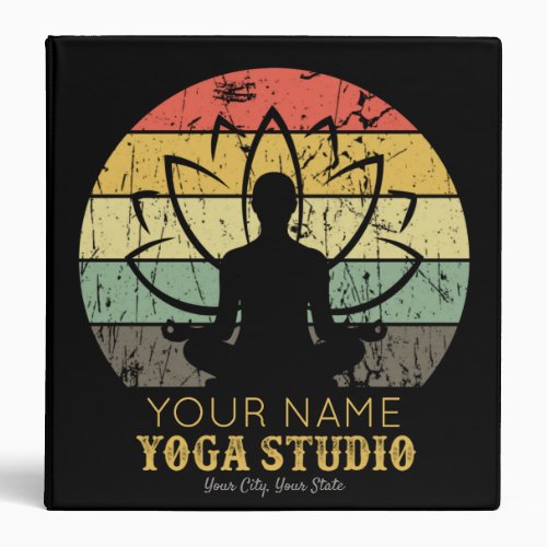 Personalized Yoga Studio Fitness Instructor Guru  3 Ring Binder