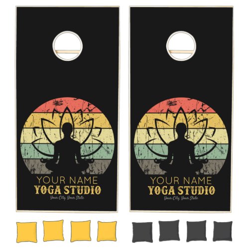 Personalized Yoga Studio Fitness Instructor Guru Cornhole Set