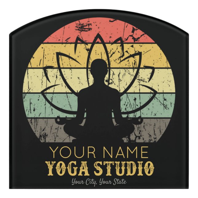 Personalized Yoga Studio Fitness Instructor Guru Door Sign (Contour Front)