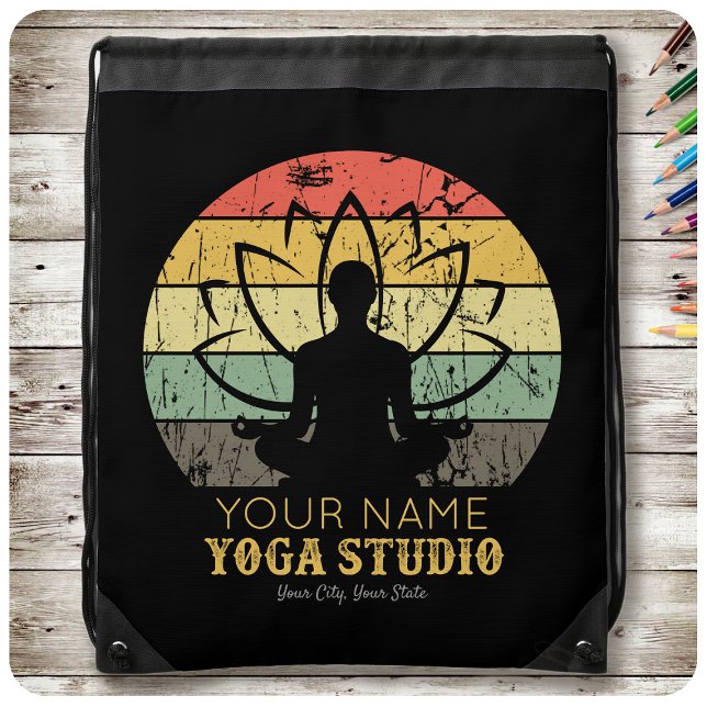 Personalized Yoga Studio Fitness Instructor Guru Drawstring Bag (Creator Uploaded)