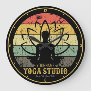 Personalized Yoga Studio Fitness Instructor Guru Large Clock