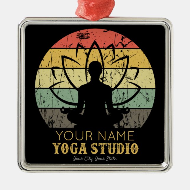 Personalized Yoga Studio Fitness Instructor Guru Metal Ornament (Front)
