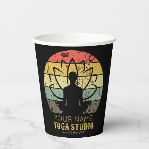 Personalized Yoga Studio Fitness Instructor Guru Paper Cups