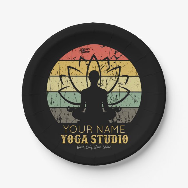 Personalized Yoga Studio Fitness Instructor Guru  Paper Plates (Front)