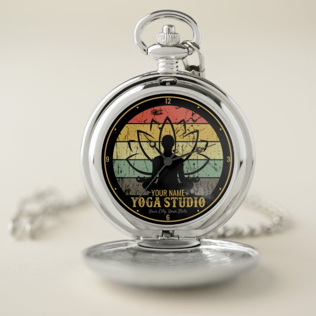 Personalized Yoga Studio Fitness Instructor Guru  Pocket Watch (Inside)