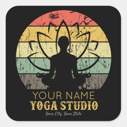 Personalized Yoga Studio Fitness Instructor Guru  Square Sticker