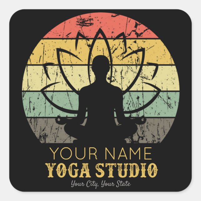 Personalized Yoga Studio Fitness Instructor Guru  Square Sticker (Front)