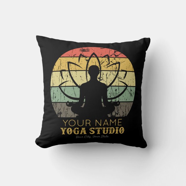 Personalized Yoga Studio Fitness Instructor Guru Throw Pillow (Front)