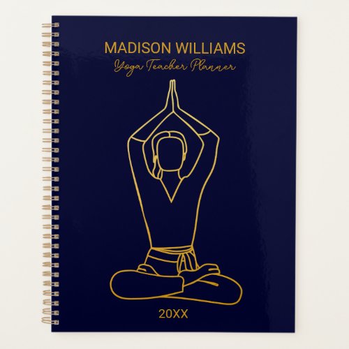 Personalized Yoga Teacher Navy Gold 2023 Planner