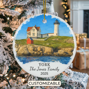 Personalized York Ornament, Maine Ceramic Ornament