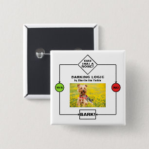 Personalized Yorkie Dog Barking Logic Photo Name Button