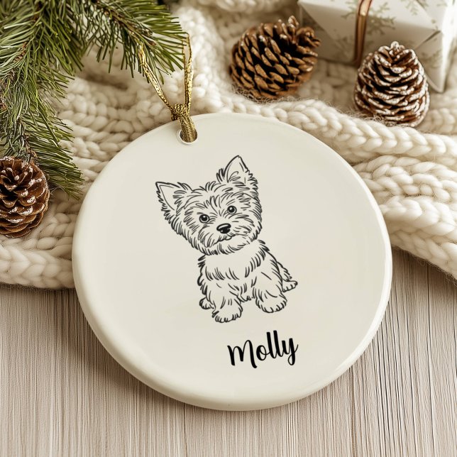 Personalized Yorkie Dog Christmas Ceramic Ornament (Creator Uploaded)