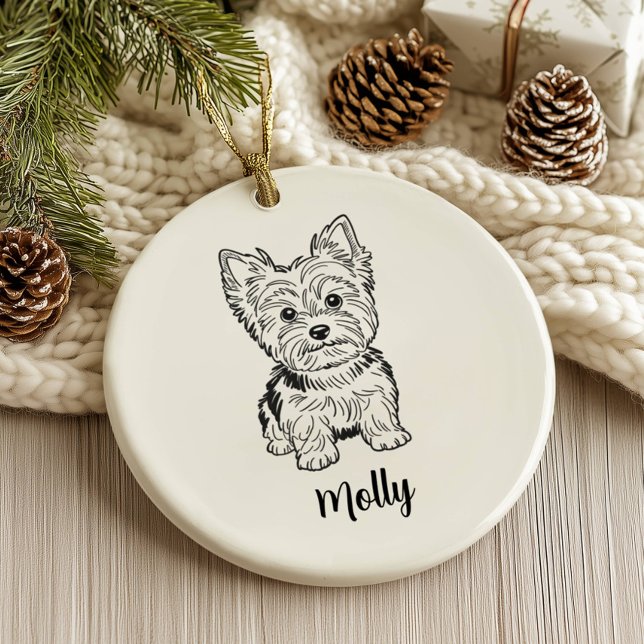 Personalized Yorkie Dog Christmas Ceramic Ornament (Creator Uploaded)