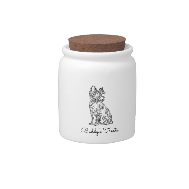 Personalized Yorkie Sketch Treat Jar (Front)