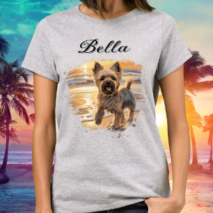 Personalized Yorkie Sunset Cute Beach Dog Lover T-Shirt