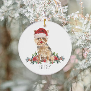 Personalized Yorkshire Terrier Christmas Ceramic Ornament