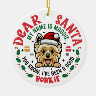 Personalized Yorkshire Terrier Dog Christmas Tree Ceramic Ornament