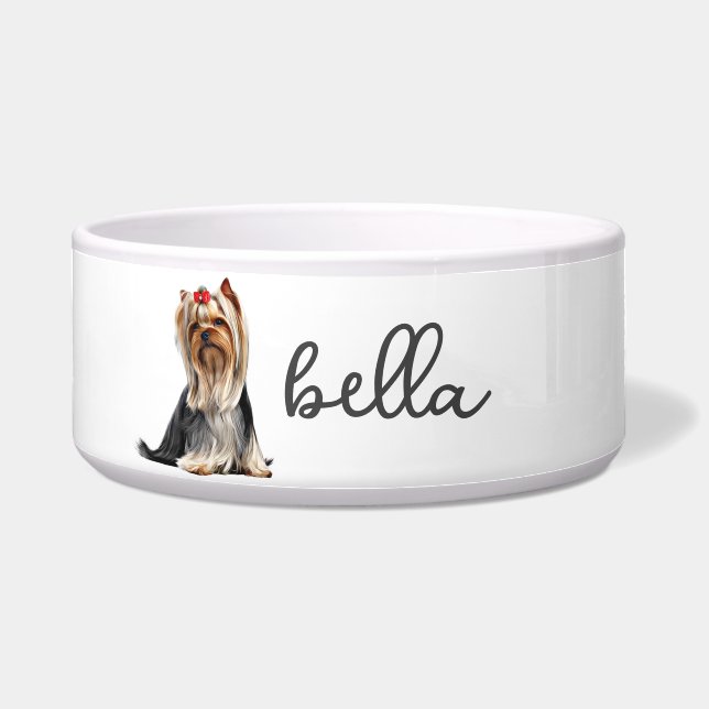 Personalized Yorkshire Terrier Dog Food Bowl (Front)