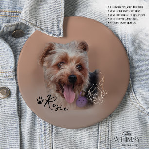 Personalized Yorkshire Terrier Dog Photo Button