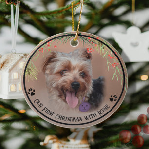 Personalized Yorkshire Terrier Dog Photo Ceramic Ornament