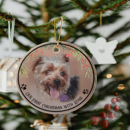 Personalized Yorkshire Terrier Dog Photo  Ceramic Ornament