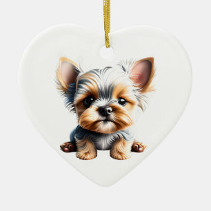 Personalized Yorkshire Terrier Puppy Ceramic Ornament