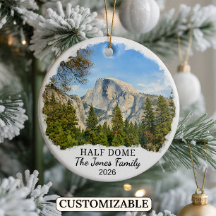 Personalized Yosemite Half Dome, Custom California Ceramic Ornament