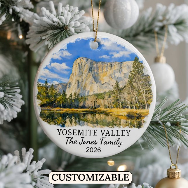 Personalized Yosemite Valley, Custom California Ceramic Ornament (Creator Uploaded)