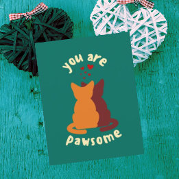 Personalized You are Awesome Cute Cats Valentines  Holiday Card